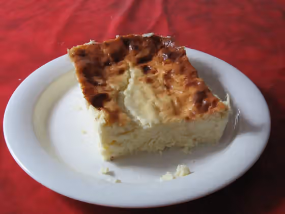 Ostkaka — "Ostkaka" ("cheese cake"), traditional Swedish dish made of milk and cheese rennet.