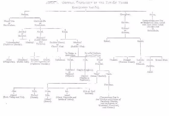 Sarbani — Genealogy of Pathan tribes, originating from Qais Abdur Rashid.