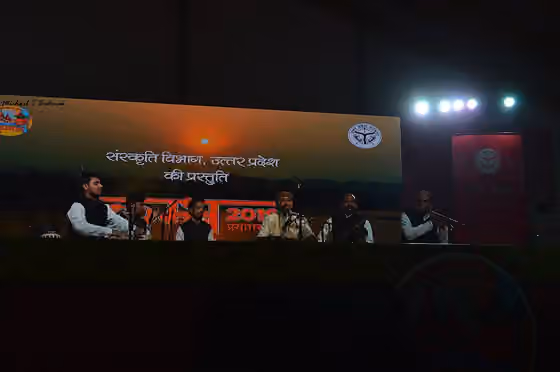 Indian folk music — Allahabadi Musicians perform at the 2019 Kumbh Mela