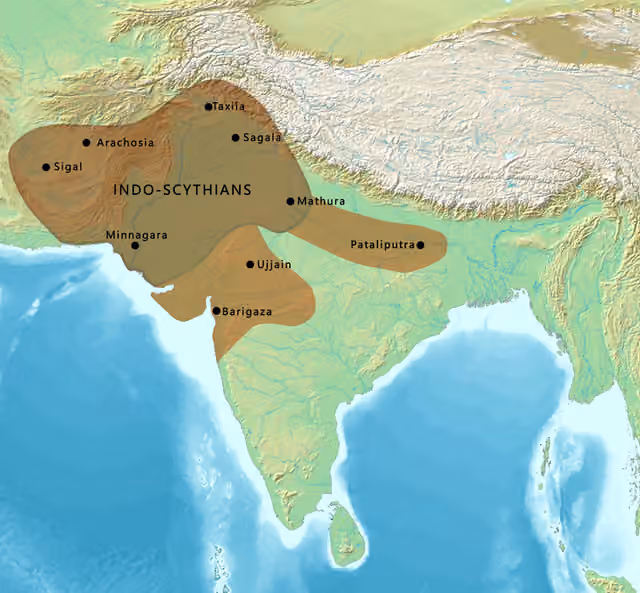Kerajaan India-Skithia — Map of the Indo-Scythians