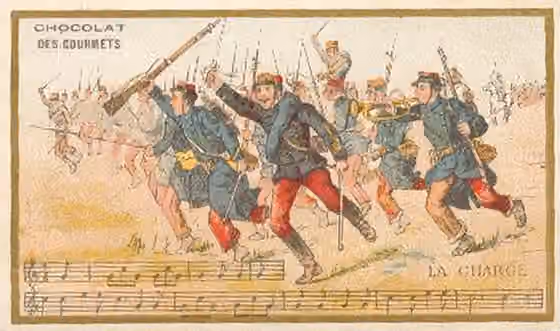 Musik militer — Sonnerie de La charge, image publicitaire vers 1900.