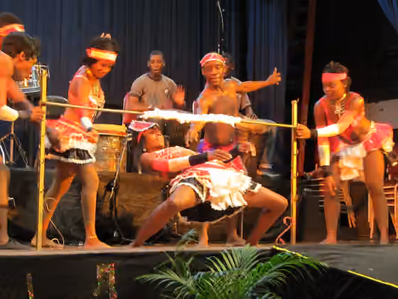 Limbo (dance) — Folk Music and Limbo Dance Performance at The Cityhall of Port of Spain in Trinidad