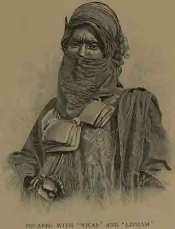 Iwellemmedan people — A Tuareg wearing the Tajelmust (also called litham ) Nicab is another word for veil.