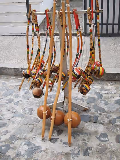 Afro-Brazilian music — Berimbau being sold on the street in Salvador, state of Bahia, Brazil