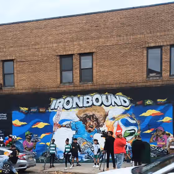 Jersey club — Across the street view from Market Street of World Cup Corner Mural - Unicorn151