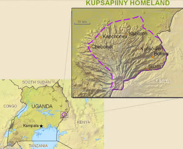 Sebei people — Location of the Sebei People in Mt.