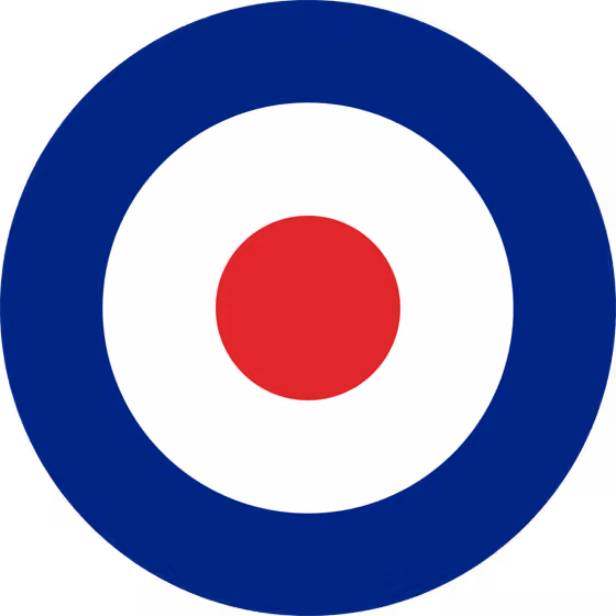 Mod revival — Mod symbol (using conversions of the official Union Jack Pantone colors)