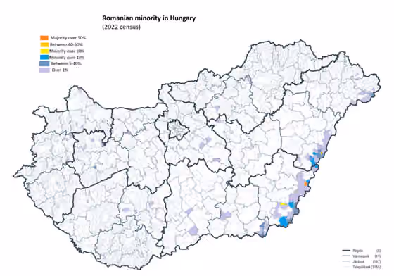 Romanians in Hungary — Romanians in Hungary according to the 2022 census