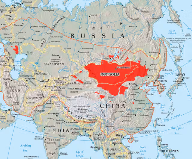 orang-orang Mongolik — A map of the places that Mongol peoples live.