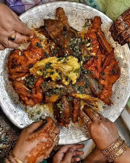 Kashmiri cuisine — Kashmiri Wazwan is a multi-course meal in kashmiri cuisine, the preparation of which is considered apart and a point of pride in kashmiri culture and identity.