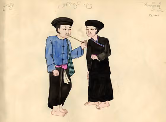 suku Tai Nua — Tai Nuea tribe from a Burmese handpainted color manuscript