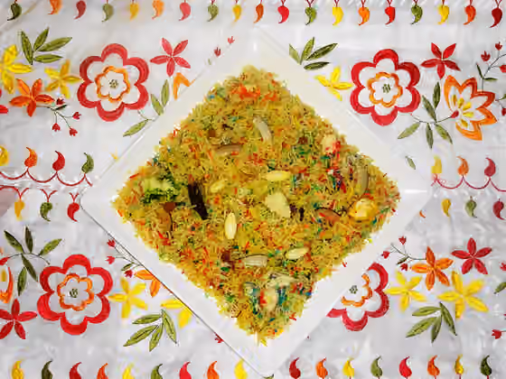 Zarda (food) — Sat Ranga Zarda, Rainbow Zarda, رنگین زردہ چاول