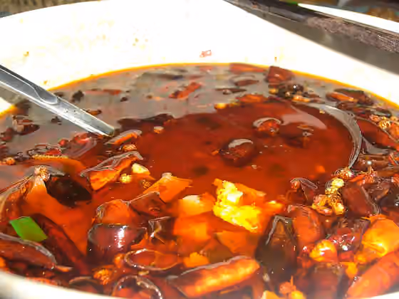 Mao xue wang — 毛血旺 Special boiled pork combination in hot chilli potage - chilli oil - Tooraking AUD18.80 More oil than the Exxon Valdez!