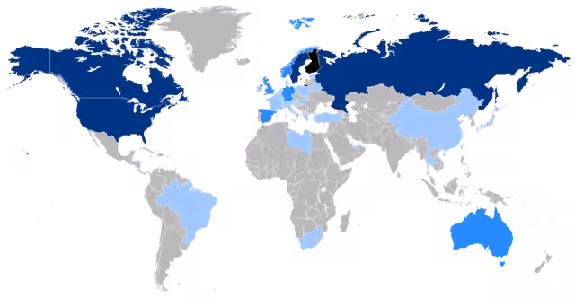 orang Finlandia — Map of the Finnish people around the world.