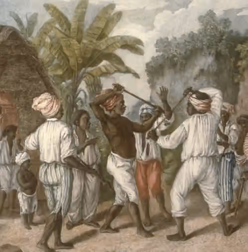 Calinda — Lithograph of Caribbean Stick Fighting.