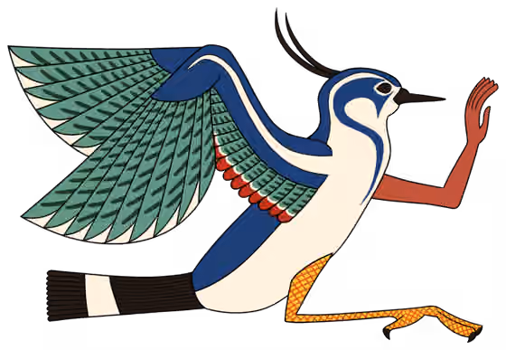 Rekhyt — A representation of the Egyptian God Rekhyt as a lapwing with human hands as he was depicted in the Mortuary Temple of Hatshepsut.