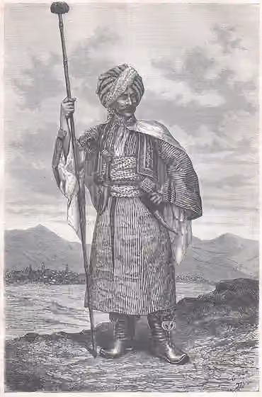 Ottoman Kurds — Capo Kurdo - Kurdish Prince (From the Italian book 1876, Giro Mondo)