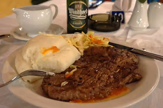 Zambian cuisine — Nshima and Beef Relish