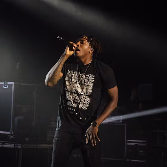 Christian hip-hop — Lecrae performing live in 2017.