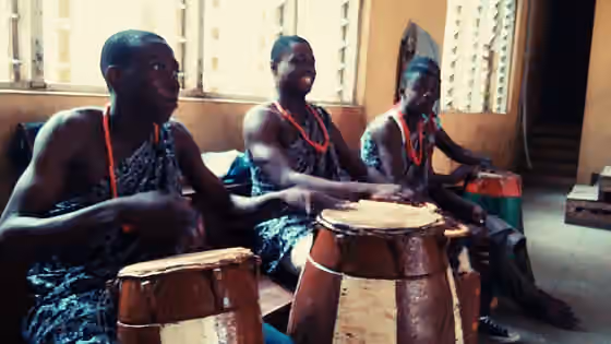 Gbedu — Drummers of traditional Gbedu drum in Yoruba land of Nigeria