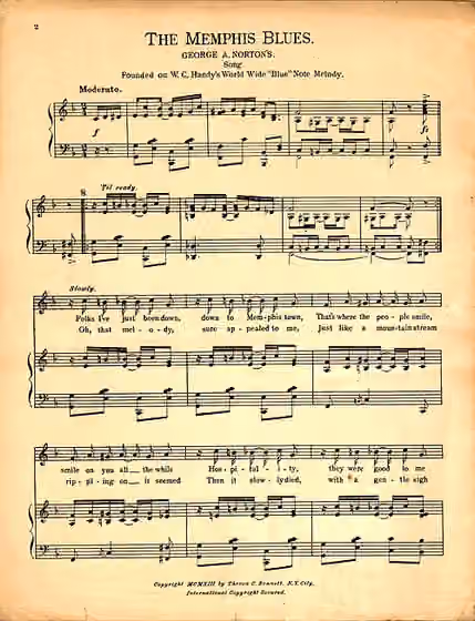 Memphis blues — Sheet music of W.