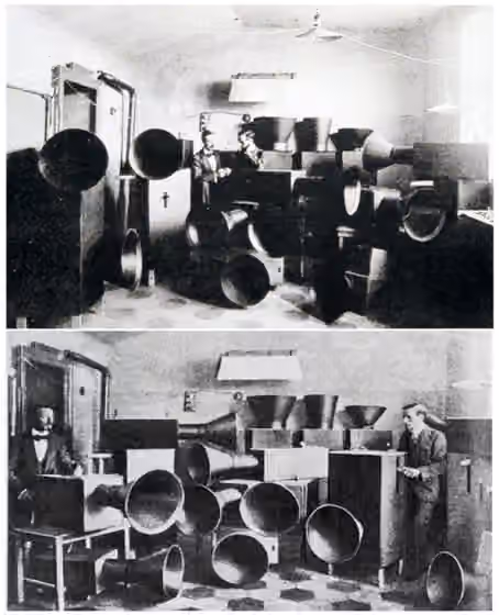 Futurism (music) — Instruments built by Russolo, photo published in his 1913 book The Art of Noises