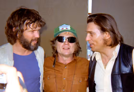 Outlaw country — Kris Kristofferson, Willie Nelson, Waylon Jennings at Dripping Springs reunion, that later became Willie Nelson's 4th of July picnic.