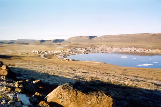Copper Inuit — Looking at Ulukhaktok , Canada from the bluffs that give the community its name.