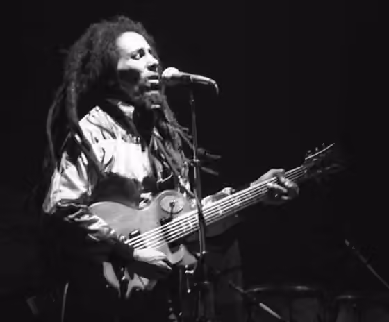 roots reggae (akar reggae) — Bob Marley live in concert in Zurich, Switzerland, on May 30, 1980 at the Hallenstadium