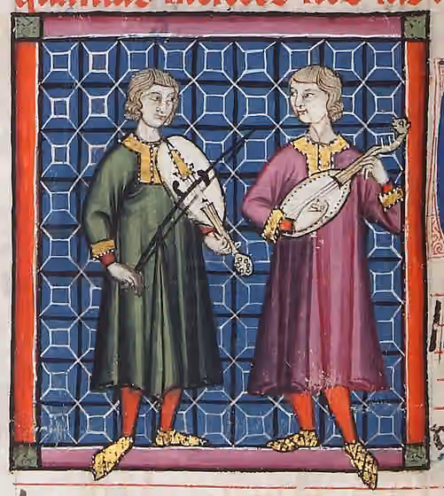 Musik abad pertengahan — Vihuela de arco y vihuela de péñola (o péndola) en las Cantigas de Santa María de Alfonso X el Sabio